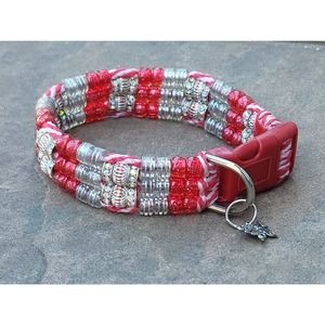 Custom Handmade Beaded Bling Dog Collar Candy Cane